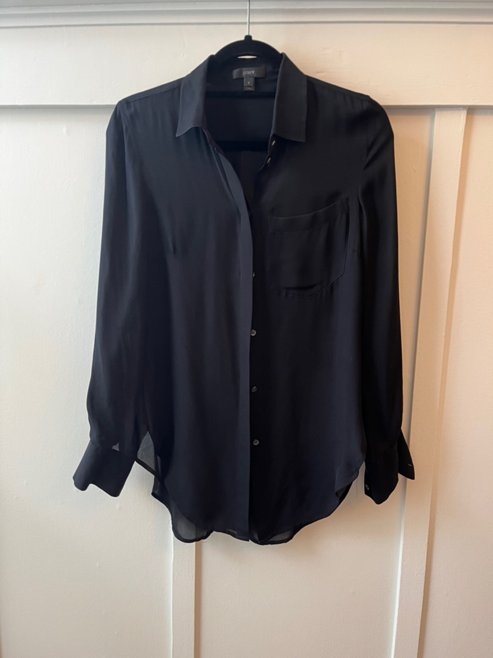 JCREW Black Silk (sheer) Button-Down Shirt- 0